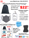 Adult Black Bag Personal Protective Travel Package-Grey