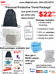 Adult Black Bag Personal Protective Travel Package-Light Grey