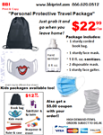 Adult Black Bag Personal Protective Travel Package-Lips