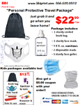 Adult Black Bag Personal Protective Travel Package-White Skull
