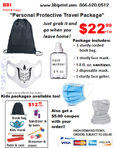 Adult Black Bag Personal Protective Travel Package-White Skull