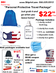 Adult Blue Bag Personal Protective Travel Package-American Flag