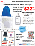 Adult Blue Bag Personal Protective Travel Package-Cats