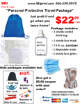 Adult Blue Bag Personal Protective Travel Package-Palm Leaves
