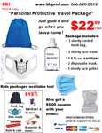 Adult Blue Bag Personal Protective Travel Package-White Skull