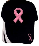 Breast Cancer Awareness Black Ribbon Hat - minimum qty 36 ($10.35 each)
