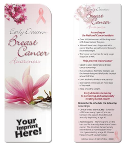 Breast Cancer Awareness Early Detection Bookmark - minimum qty 300 ($1.39 each)