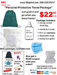 Adult Green Bag Personal Protective Travel Package-White