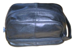 Black Leather Travel Bag Kit