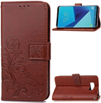 Samsung S7 Cell phone clover-leaf brown wallet