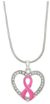 Breast Cancer Awareness Heart Necklace - minimum qty 1000 ($13.75 each)