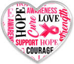Breast Cancer Awareness Heart Word Pin - minimum qty 100 ($3.94 each)