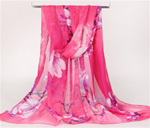 Women Silk Scarf / Shawl - Pink and Floral